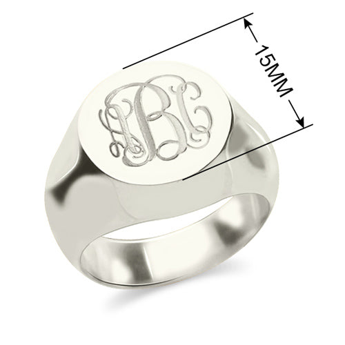 Engravable Signet Radiant Monogram Ring Sterling Silver - Glamour