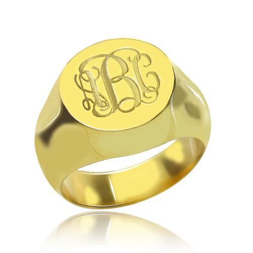 Engravable Signet Radiant Monogram Ring Sterling Silver - Glamour