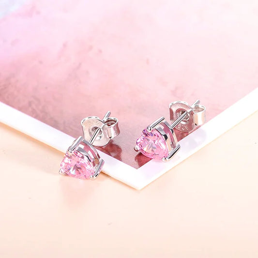 Personalized Heart Birthstone Stud Earrings for Her