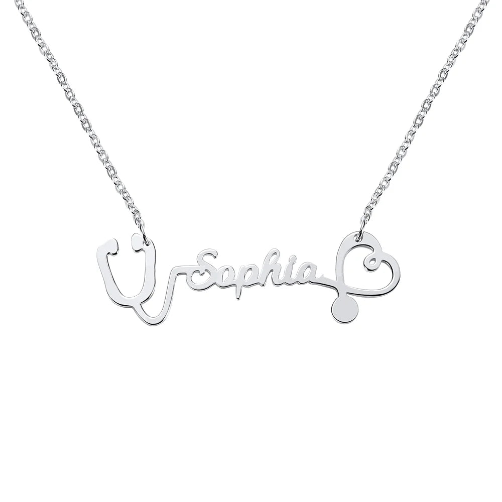 Personalized Name Stethoscope Necklace - Glamour