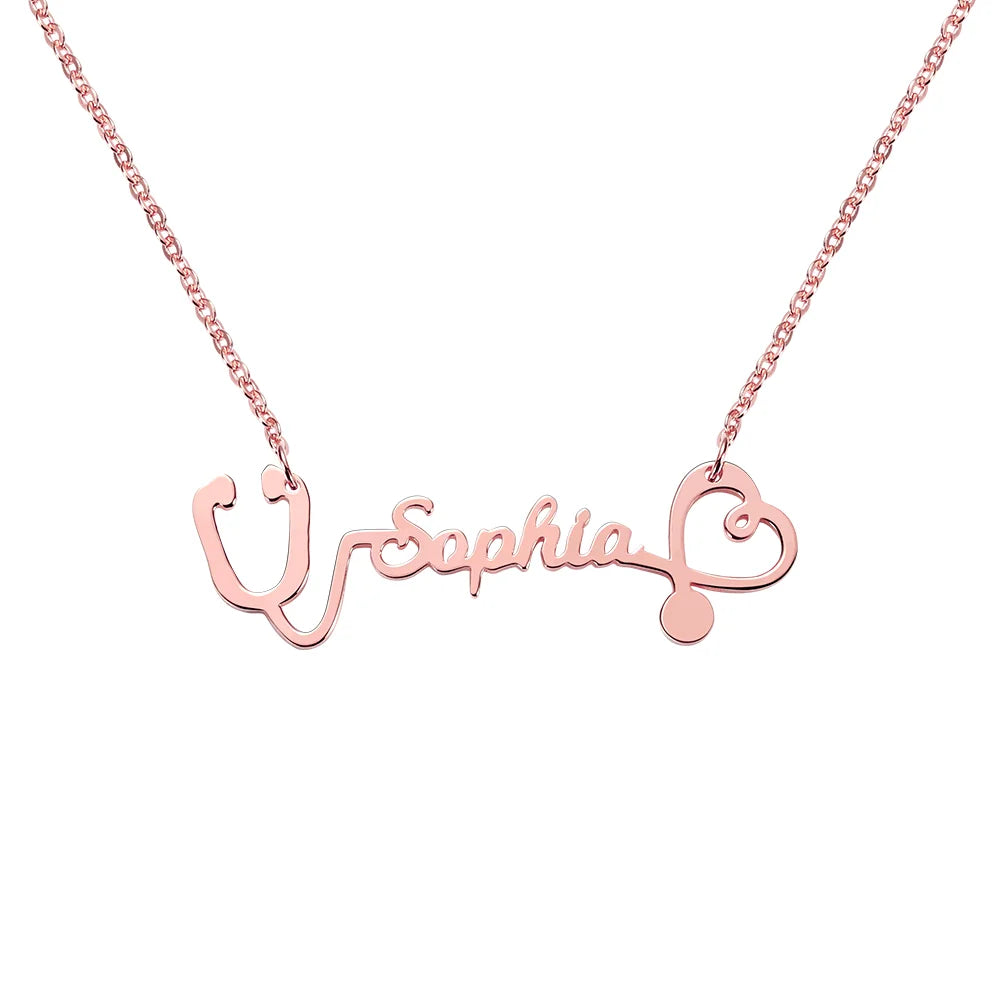 Personalized Name Stethoscope Necklace - Glamour