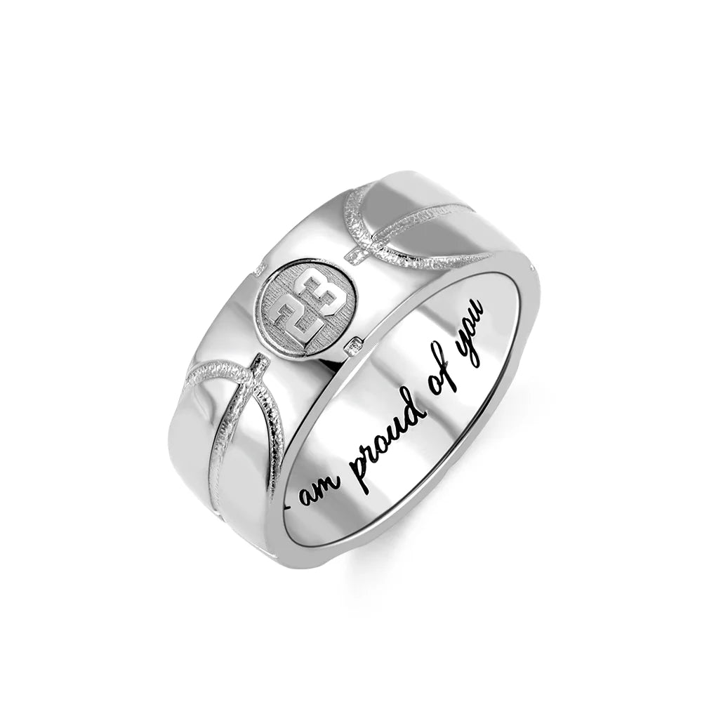 Engraved Basketball Signet Ring - Glamour