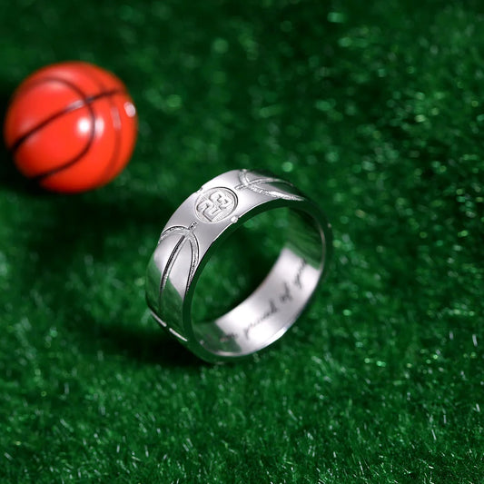 Engraved Basketball Signet Ring - Glamour