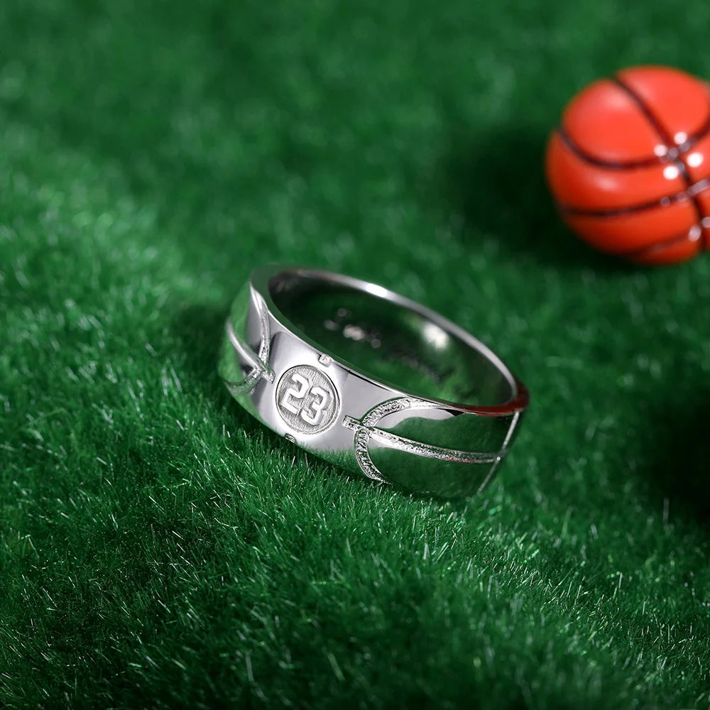 Engraved Basketball Signet Ring - Glamour