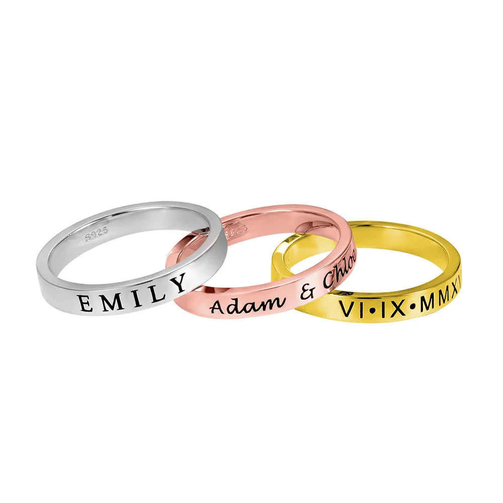 Custom Engraved Stackable Rings - Glamour