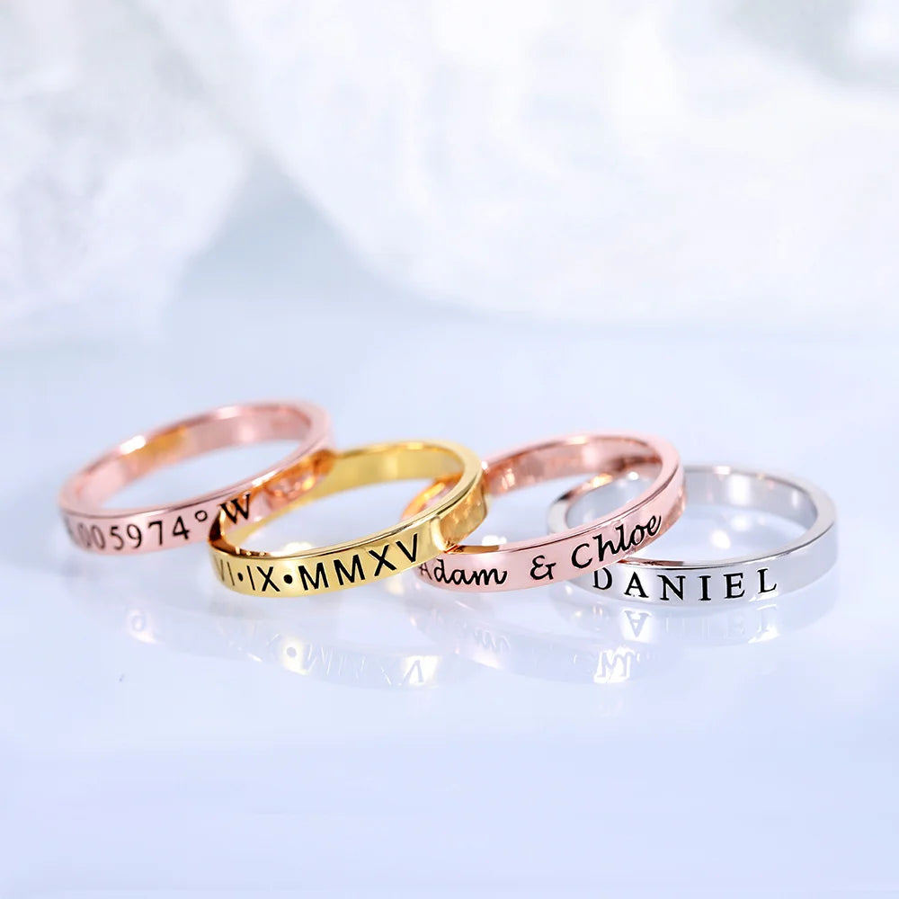 Custom Engraved Stackable Rings - Glamour