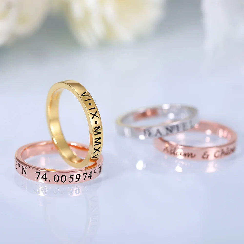 Custom Engraved Stackable Rings - Glamour