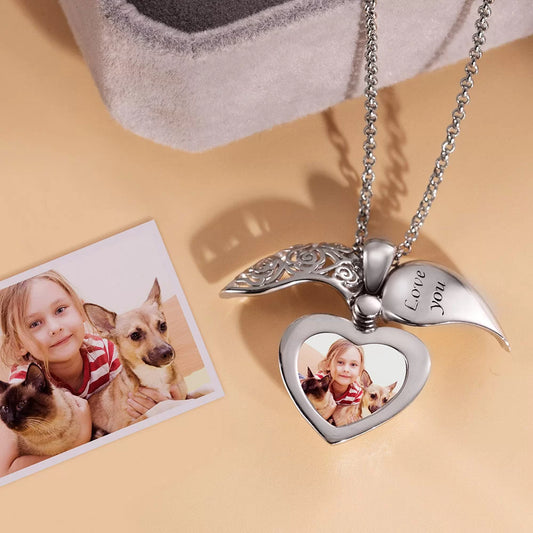 Custom Photo Heart Locket Necklace In Sterling Silver