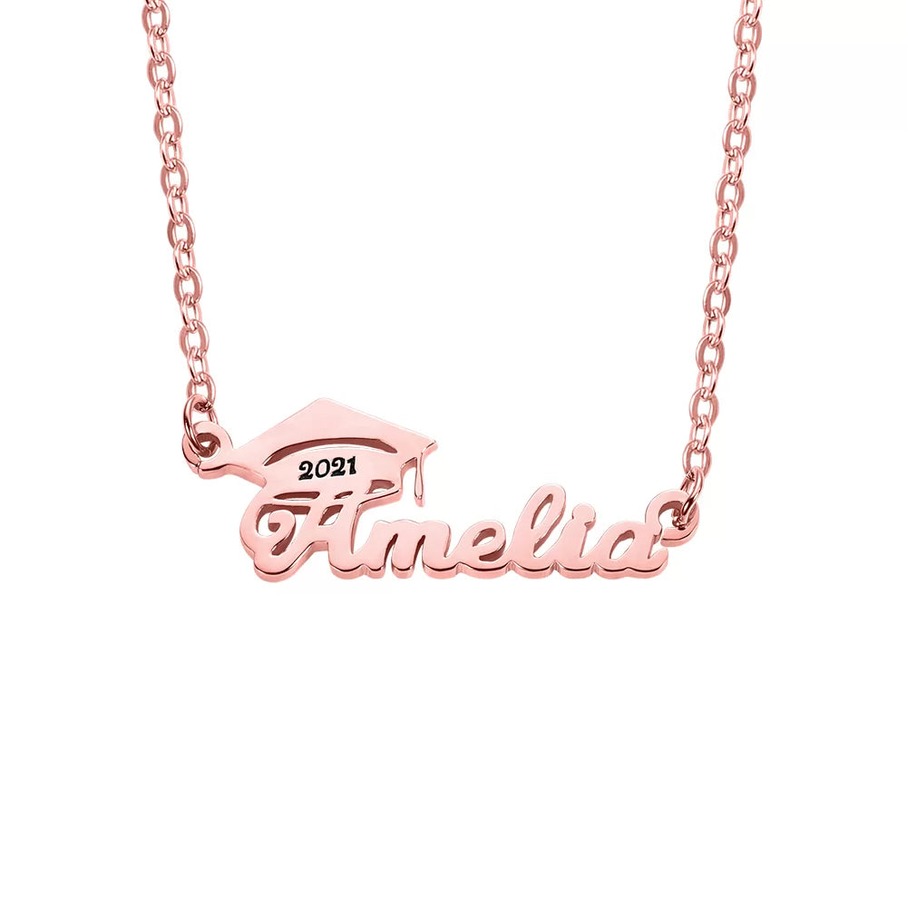 Personalized Bachelor Cap Name Necklace Graduation Gifts - Glamour