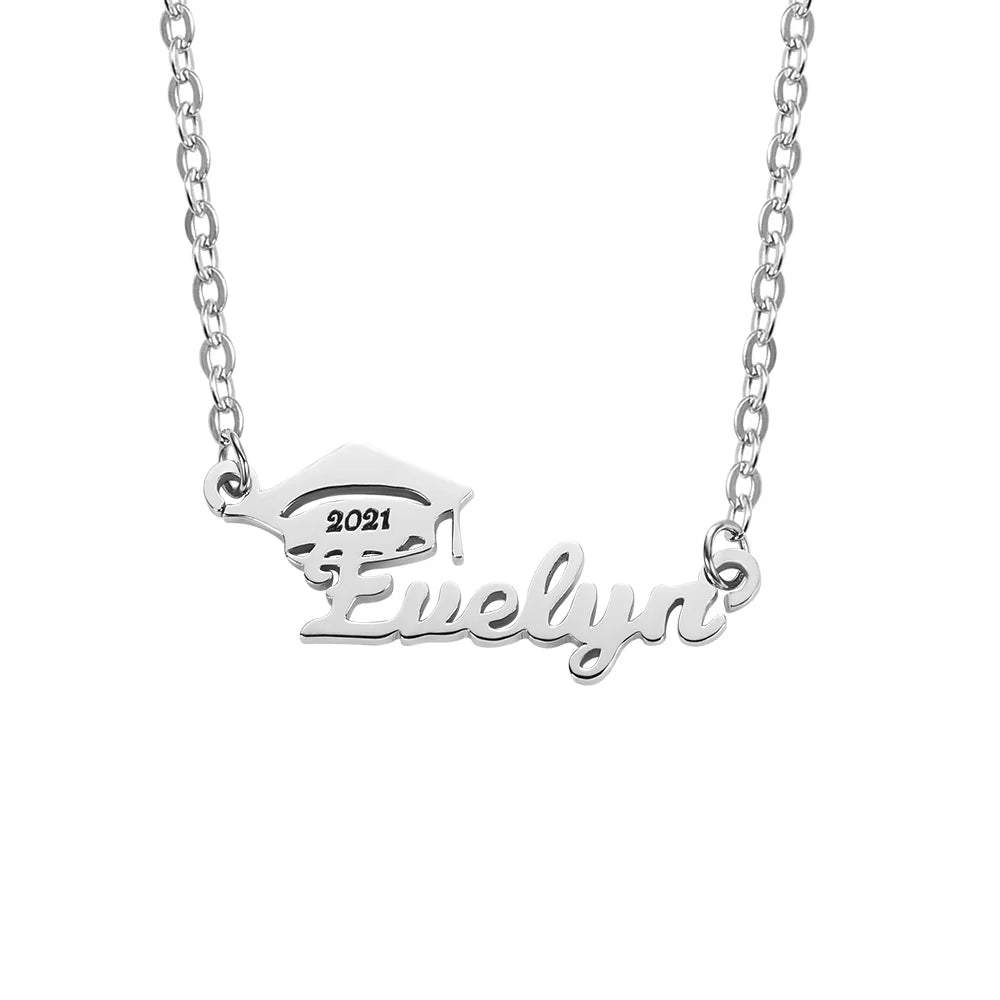 Personalized Bachelor Cap Name Necklace Graduation Gifts - Glamour