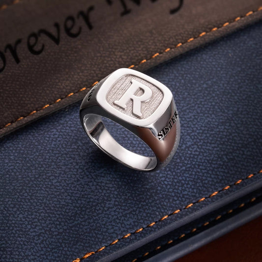 Custom Square Sterling Silver Initial Signet Ring