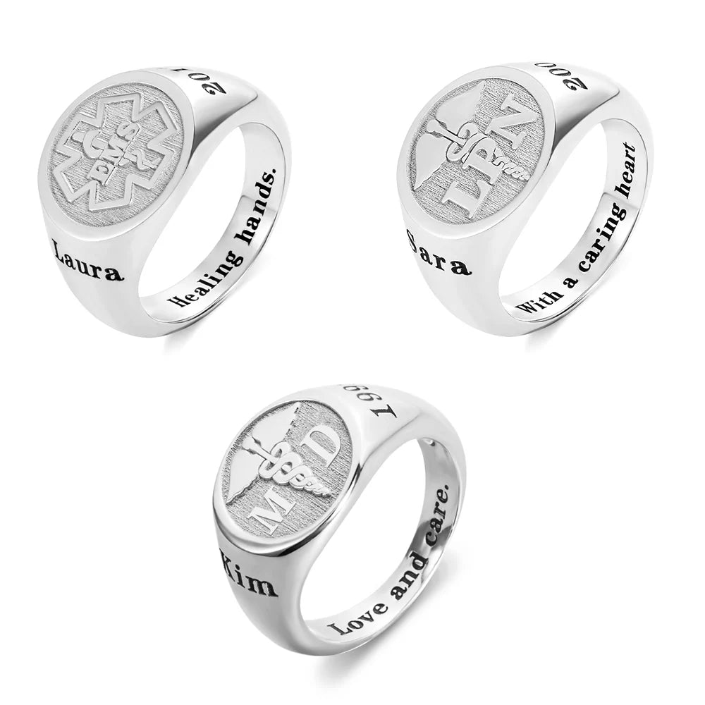 Personalized Caduceus Medical Signet Ring - Glamour