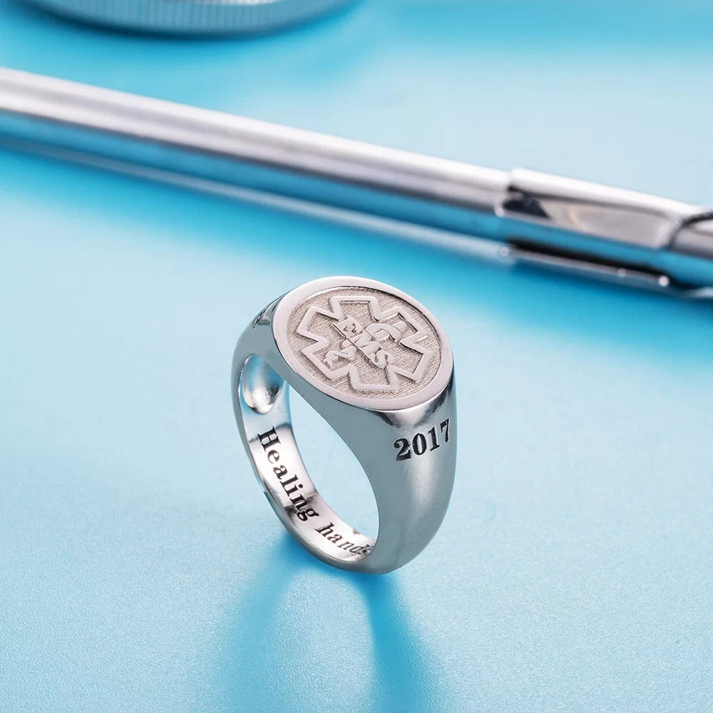 Personalized Caduceus Medical Signet Ring - Glamour