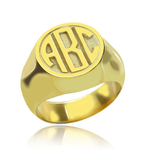 Customized Signet Ring with Block Monogram - Glamour