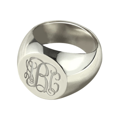 Engravable Signet Radiant Monogram Ring Sterling Silver - Glamour