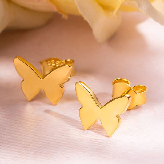 Personalized Butterfly Stud Earrings in Silver