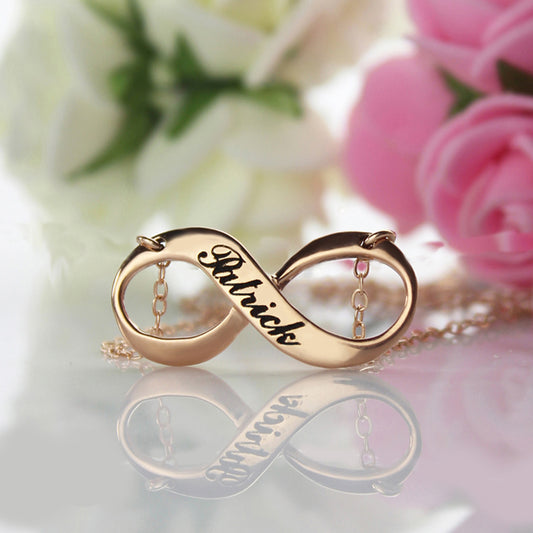 Rose Gold Engraved Infinity Necklace