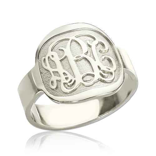 Fancy Script Men's Engraved Monogram Ring - Glamour