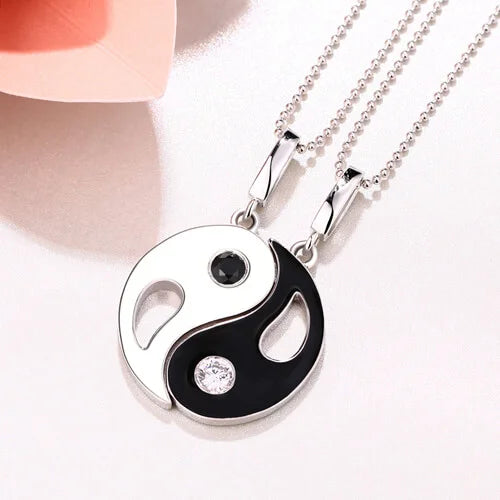 Custom Yin Yang Necklace with 2 Pendants & Birthstones