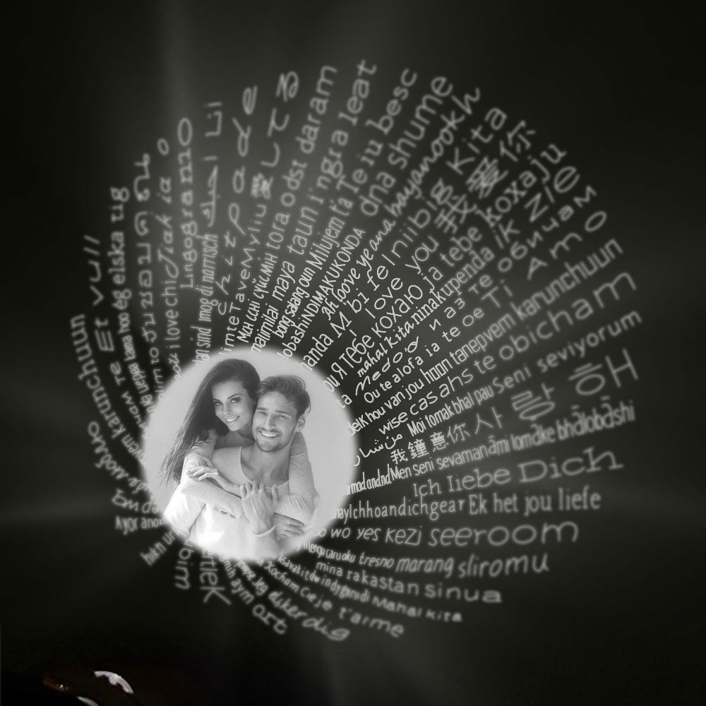 Personalized Photo&100 Languages Crown Projection Ring Set - Glamour