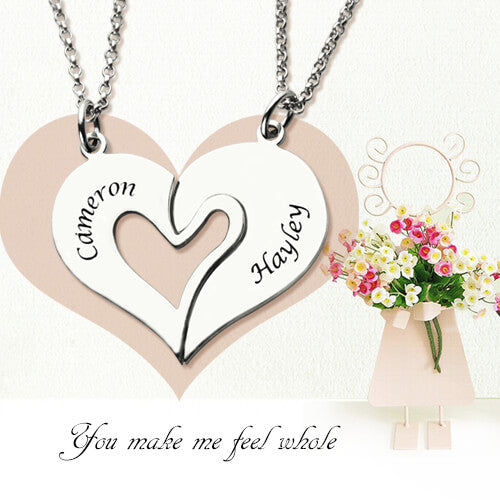 Personalized Breakable Heart Name Necklace for Couples