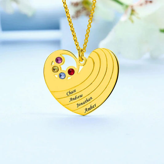 Heart Necklace with Birthstone &Name