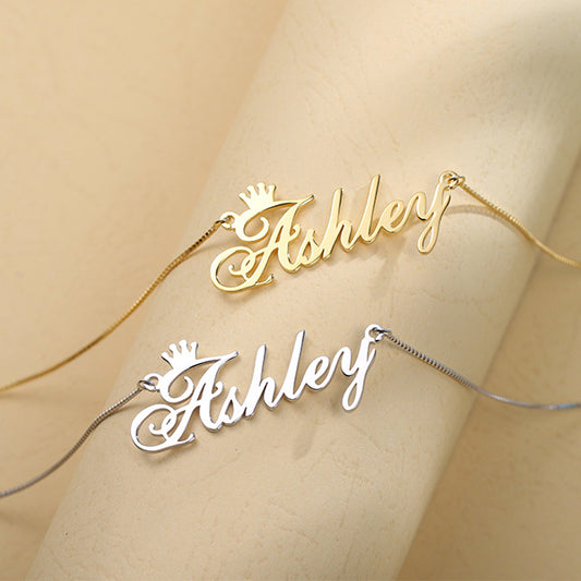 Personalized Name Crown Necklace