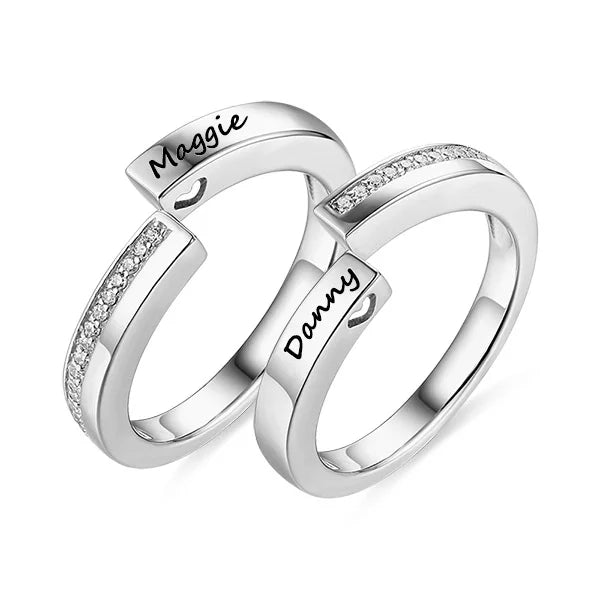 Engraved Combination Infinity Design Ring For Couples - Glamour