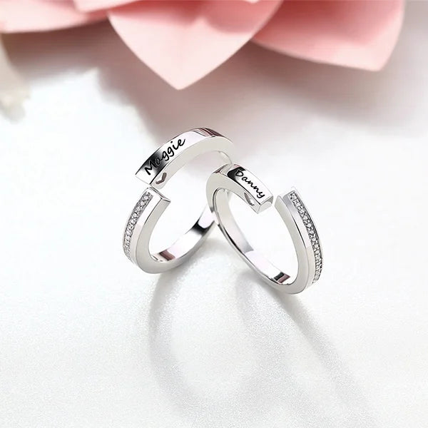 Engraved Combination Infinity Design Ring For Couples - Glamour