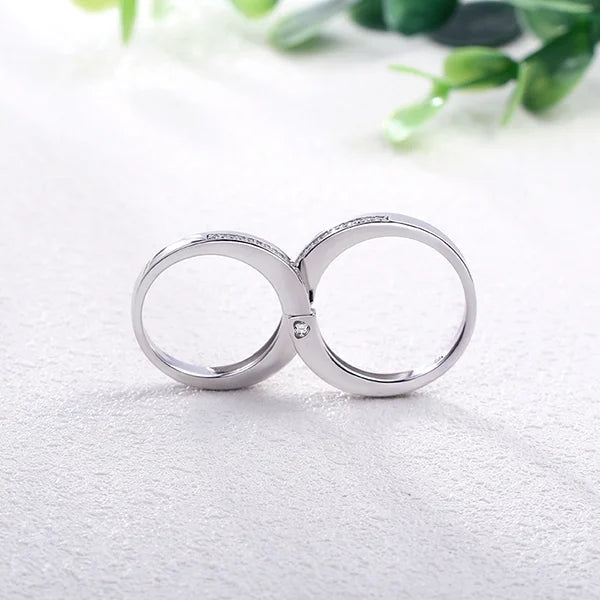 Engraved Combination Infinity Design Ring For Couples - Glamour