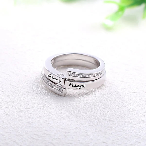 Engraved Combination Infinity Design Ring For Couples - Glamour