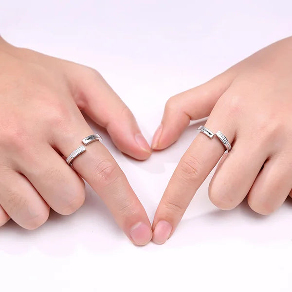 Engraved Combination Infinity Design Ring For Couples - Glamour