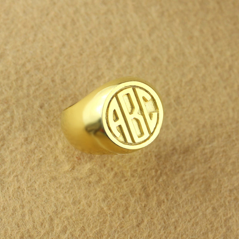 Customized Signet Ring with Block Monogram - Glamour