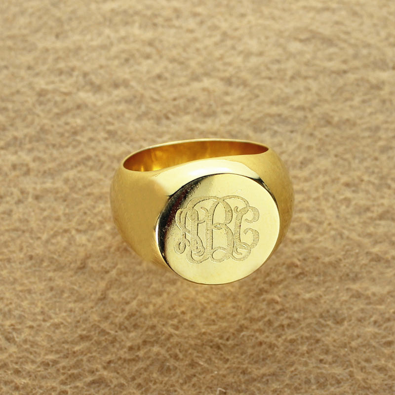 Engravable Signet Radiant Monogram Ring Sterling Silver - Glamour