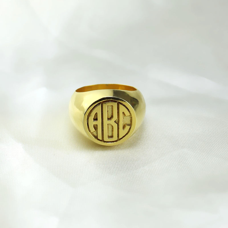 Customized Signet Ring with Block Monogram - Glamour