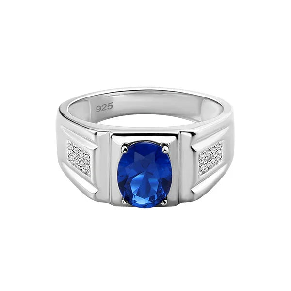 Men's Customized Oval Birthstone Classic Ring - Glamour