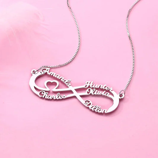 Silver Infinity Necklace With 5 Names