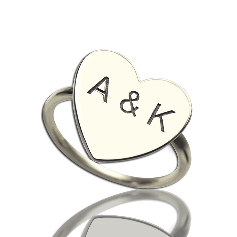 Engraved Sweetheart Ring with Double Initials - Glamour