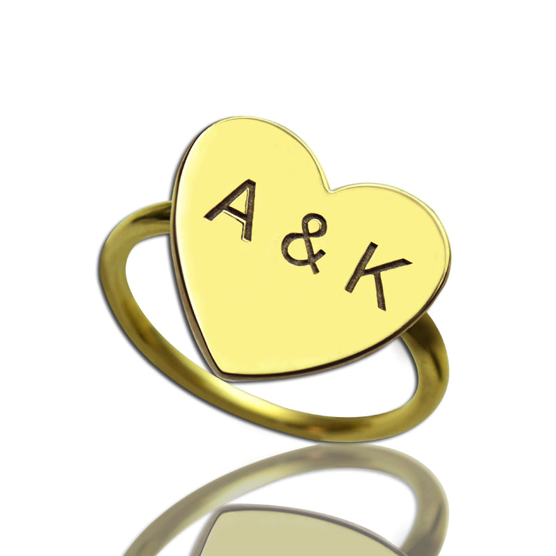 Engraved Sweetheart Ring with Double Initials - Glamour