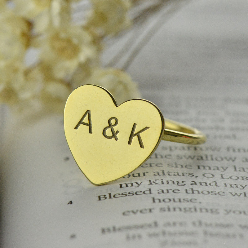 Engraved Sweetheart Ring with Double Initials - Glamour